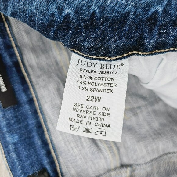 Judy Blue Jeans 22W Medium Wash Bleached Distressed Skinny Fit Stretch High Rise - Picture 10 of 14